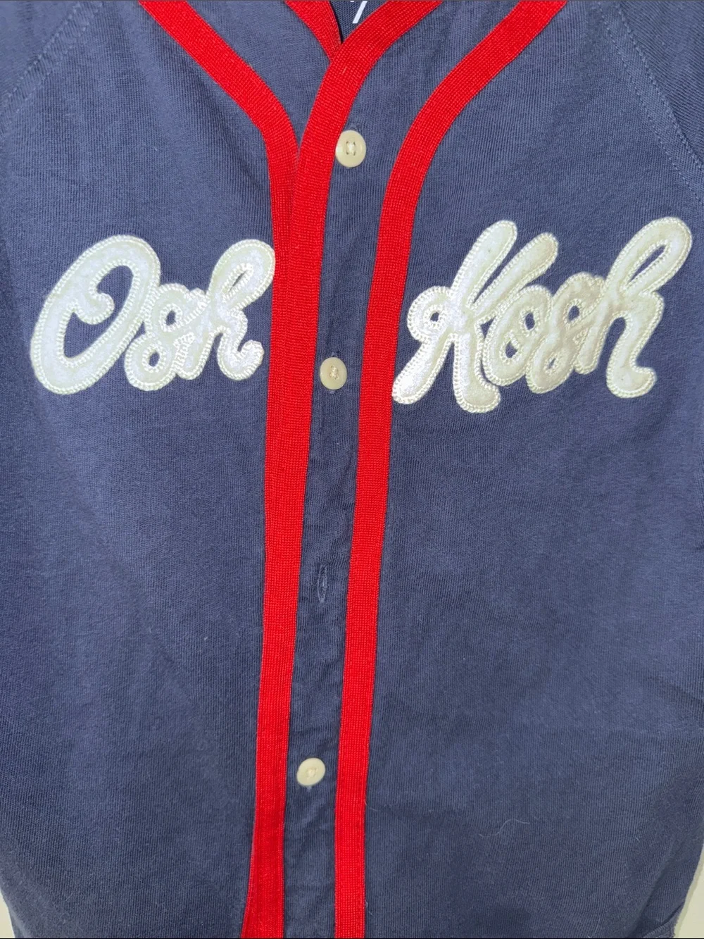 Vintage style OshKosh B'gosh Boys Size 7 Navy Baseball Jersey Long Sleeve Shirt